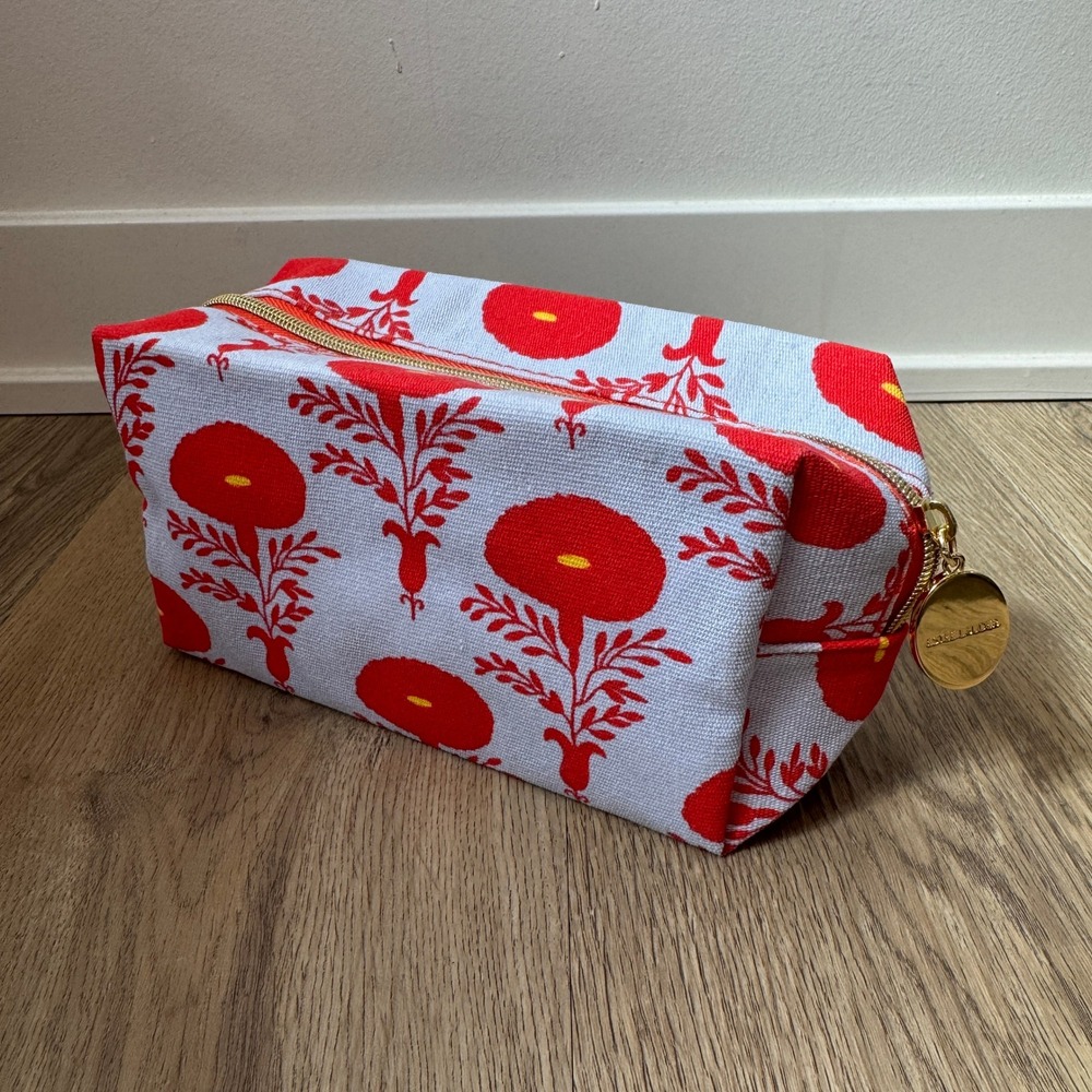 Estee Lauder Floral Canvas Cosmetic Bags Zipper Travel Pouch Set of 2 Makeup - Picture 3 of 12